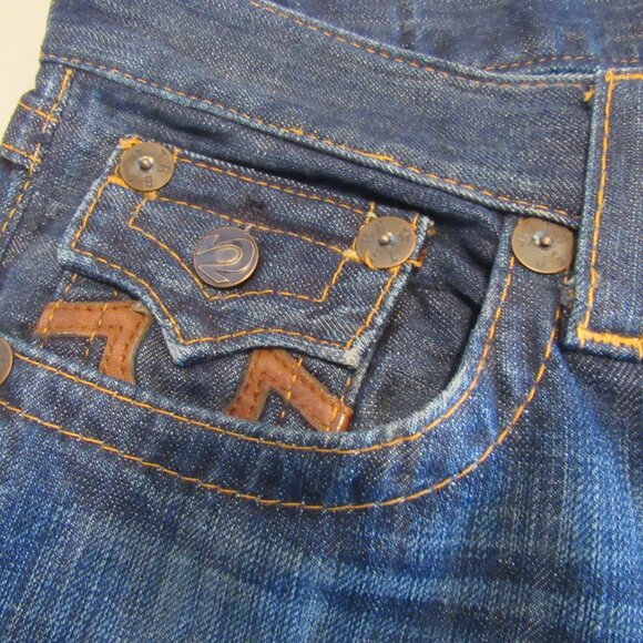 True Religion Jeans Unisex Size 29 Section Row Seat Dark Blue Wash Distressed - Picture 5 of 14